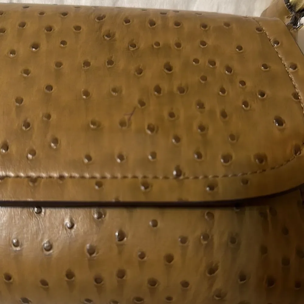 BUENO Faux Leather Tan Light Brown Ostrich Textured Hobo Bag